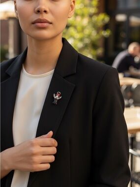 Celestial Red Hat Angel Brooch Crystal Angel Pin - multicolour Accent